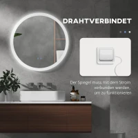 kleankin Badkamerspiegel met LED-verlichting, aanraaksensor en anti-condensfunctie(m-8)