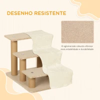 PawHut Escada para Cães de 3 Degraus com Capa Removível e Lavável Rampa para Cães para Cama Sofá 46x35x35 cm Bege(m-6)