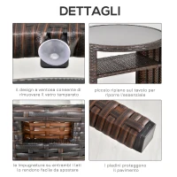 Outsunny Set Tavolino Sedie da Esterno e Giardino in Rattan Marrone e Beige(m-7)