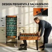 SPORTNOW Calcio Balilla Pieghevole con Impugnature Antiscivolo, 2 Palline e Segnapunti, Marrone(m-4)