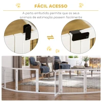 PawHut Barreira de Segurança para Cães de Madeira Dobrável para Cães Pequenos e Médios com 6 Painéis 432x36x70 cm Branco(m-4)
