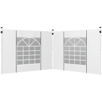 Outsunny Paviljoen Gordijnen, Set van 2, voor 3x6m of 3x3m Tuinpaviljoens, met Ramen en Deuren, Wit(m-10)