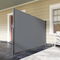 Outsunny Seitenmarkise ausziehbar blickdicht Sichtschutz mit Wandhalterung  Beschichtung 300x180cm Dunkelgrau(m-10)