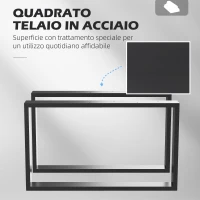 HOMCOM Set 2 Gambe per Tavolino Rettangolari Stile Industriale in Acciaio, Capacità 60 kg, 70x8x41 cm, Nero(m-6)