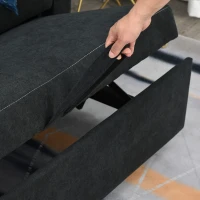 HOMCOM Slaapbank chaise longue slaapbank 2-zits bankstel in stof donkergrijs(m-9)