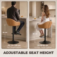 HOMCOM Bar Stools Adjustable Heights Breakfast Bar Stools Backrest Armrests Set of 2, Brown(m-6)