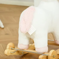 HOMCOM Cavallo a Dondolo per Bambini a Unicorno con Base Curva e Ruote, Cavallo a Dondolo 2 in 1 con Suoni Integrati e Rivestimento Peluche, per Bambini 3-6 Anni, 63x38x63cm, Bianco(m-8)