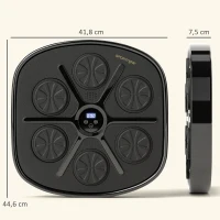 SPORTNOW Boxing Machine Musicale a Parete con 9 Velocità, Connessione Bluetooth e Guanti, 41.8x44.6x7.5 cm, Nero e Blu(m-3)