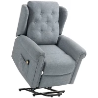 HOMCOM Poltrona Relax Reclinável Elétrica Poltrona Elevatória com Encosto Alto Capitonê Controlo Remoto 85x91x103 cm Cinza(m-1)