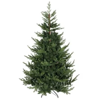 HOMCOM Weihnachtsbaum, Kunsttanne, realistisches Aussehen, schneller Aufbau, Kunststoff, Grün, 140 x 140 x 210cm(m-12)