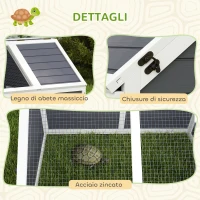 PawHut Casetta per Tartarughe di Terra senza Fondo, in Legno di Abete e Acciaio Zincato, 120x55x50A cm, Grigio e Bianco(m-8)