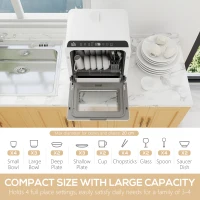HOMCOM 6L Five-Mode Tabletop Dishwasher - White(m-4)