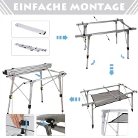 Outsunny picknick klaptafel, klaptafel, in hoogte verstelbare campingtafel, incl. Draagtas, aluminium, zilver, 120 x 70 x 58-73 cm, klaptafel, campingtafel, klaptafel, in hoogte verstelbaar draagtas aluminium | Aosom.de(m-5)