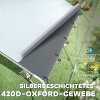 PawHut Kippenhok, uitloopren voor kippen, met UV-bestendig zeildoek, staalgaas, voerautomaat, voor 24-30 kippen(m-5)