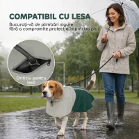 PawHut Haină Impermeabilă pentru Câini cu Glugă, Orificiu pentru Lesă și Benzi Reflectorizante, Talie Medie, Verde(m-7)