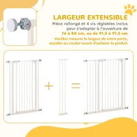 Barrière de sécurité Longueur réglable dim. 74-80 cm ou 91,5-97,5 cm métal Plastique Blanc(m-7)
