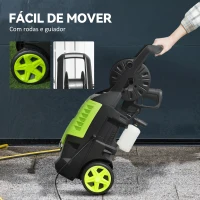 Outsunny Lavadora de Alta Pressão 2200W 170 Bar Fluxo 420 L/h com Paragem Automática Mangueira de 6 m 32x32x80 cm Verde e Preto(m-8)