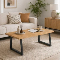 HOMCOM Pieds de table en acier, 60 x 43 cm, lot de 2 pieds de bureau trapezoïdes avec patins réglables et vis, noir(m-9)