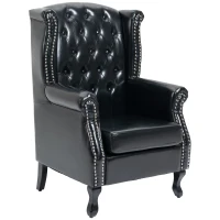 HOMCOM Wingback Accent Chair Tufted Chesterfield-style Armchair with Nail Head Trim for Living Room Bedroom Black(m-10)
