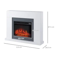HOMCOM 44" Electric Fireplace Suite with Remote Control, 2000W Freestanding Fireplace Heater with LED Flame Effect, Overheat Protection, 7-Day Programmable Timer, White(m-3)