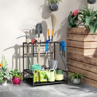 Outsunny Gereedschapsrek voor Tuin - 3-laags Plank voor Gereedschap, Tuin Gereedschapsorganisator, Metaal, Oranje(m-2)