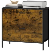 HOMCOM Móvel Arquivo para Escritório com 2 Gavetas Bloco de Gavetas para Arquivos com Fechadura para Pastas Suspensas Tamanho A4 e Carta 80x39x73,5 cm Preto e Marrom(m-12)