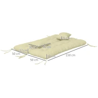 Outsunny 4er-Set Sitzkissen, 150x50 cm wasserabweisend Stuhlkissen mit Bindebänder, 10cm dick Cremeweiß(m-3)