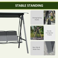 Outsunny 2 Seater Garden Swing Seat Swing Chair, Outdoor Canopy Swing Bench with Adjustable Shade, Metal Frame and Texteline Seat, Dark Grey(m-6)