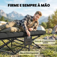 Outsunny Cama Dobrável de Campismo com Colchão Removível de Tecido Oxford 600D com Cabeceira e Bolsa Carga 200 kg Preto(m-8)