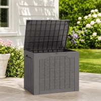Outsunny Coffre de rangement extérieur 97L avec poignées encastrées, malle de rangement extérieur étanche 56 x 41 x 50 cm, marron(m-2)