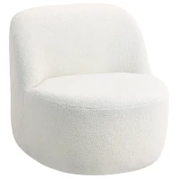 HOMCOM Poltrona per Salotto con Schienale Ergonomico in Tessuto Sherpa e Schiuma, 73x82x71 cm, Bianco Crema(m-1)