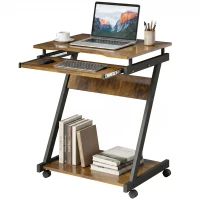 HOMCOM Movable Computer Desk with 4 Moving Wheels and Keyboard Tray(m-14)