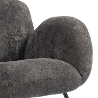 HOMCOM Upholstered Rocking Chair Adjustable Headrest Rocker Chair Raindrop Velvet Rubberwood Base Dark Grey(m-12)