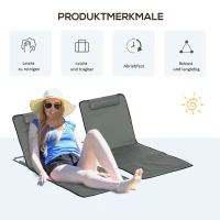 Outsunny 2-delige Strandmat Set, Verstelbaar, Opvouwbaar, 124L x 53B x 35-45H cm, Grijs(m-7)