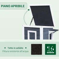PawHut Cuccia per Gatti in Legno Impermeabile a 2 Piani, Casetta per Animali da Esterno con Tetto Apribile, 51x51x81.3cm(m-4)