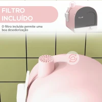 PawHut Caixa de Areia para Gatos com Porta Dianteira Bandeja Removível Pá Tapete e Filtro 43x44x47 cm Rosa(m-6)
