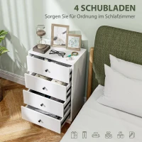 HOMCOM Dressoir Sideboard met 4 Laden, Houten Opbergkast in Moderne Stijl, 47 x 29 x 75 cm Wit(m-4)