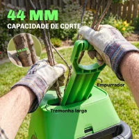 Outsunny Trituradora de Ramos Elétrica 2500W com 2 Lâminas Reversíveis até Ø44 mm Saco de 45L e Rodas 44x34x96 cm Verde(m-7)