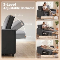 HOMCOM 2 Seater Sofa Bed, 3-in-1 Convertible Pull Out Sleeper Sofa with Click-Clack Adjustable Backrest, Dark Grey(m-5)