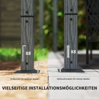Outsunny 3 x 3 m Tuinpergola, Verstelbare Terrasoverkapping met Aluminium Frame, UPF30+ Zonbescherming, Grijs(m-6)