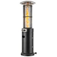 Outsunny 11 KW Freestanding Gas Patio Heater, Adjustable Outdoor Garden Propane Heater with Tip-Over Switch, Wheels, Pulse Ignition, Tank Room with Openable Door, Black(m-13)