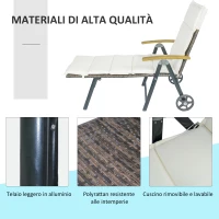 Outsunny Sdraio da Giardino Schienale Reclinabile 4 Livelli, Polyrattan e Alluminio, Chaise Longue da Esterno e Interno(m-6)