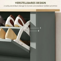 HOMCOM Schoenenkast met 2 klapvakken, verstelbare scheidingswand voor 8-12 paar schoenen, 72 x 26 x 80 cm, lichtgrijs(m-5)
