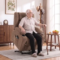 HOMCOM Dual Motor Recliner Chair, 55° Electric Lift Chair for Elderly, Recliner Armchair with Massage and Heat, Brown(m-2)