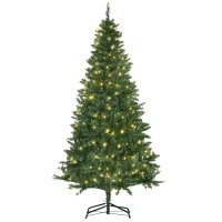 HOMCOM 6FT Christmas Tree Warm White LED Light Holiday Home Decoration, Green(m-1)