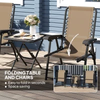 Outsunny Three-Piece Garden Table and Chair Set - Khaki(m-5)