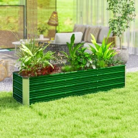 Outsunny Stalen verhoogde plantenbak met 3 aparte plantgebieden, open bodem, eenvoudige montage, 183 x 47 x 40 cm, groen(m-7)