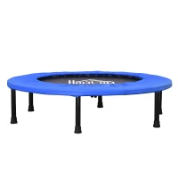 HOMCOM Fitness Trampoline Ø91 cm Mini Trampoline met Antislip Voeten 100kg Belastbaar Ø91 x 22,5H cm Zwart+Blauw(m-10)