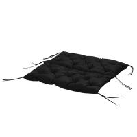 Outsunny 3-zits Bankkussen 100x98x8 cm met Banden, Bankkussen voor Tuinmeubels Schommelbank, Zwart(m-10)
