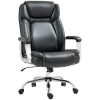 HOMCOM Ergonomic Office Chair, Heavy Duty Faux Leather Desk Chair with Tilt Function, Adjustable Height, 227kg 500LBS Swivel Computer Chair for Home Study, Black(m-1)